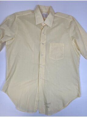 Arrow Surrey Vintage Men XL Pale Yellow Decton Perma-Iron Short Sleeve Shirt